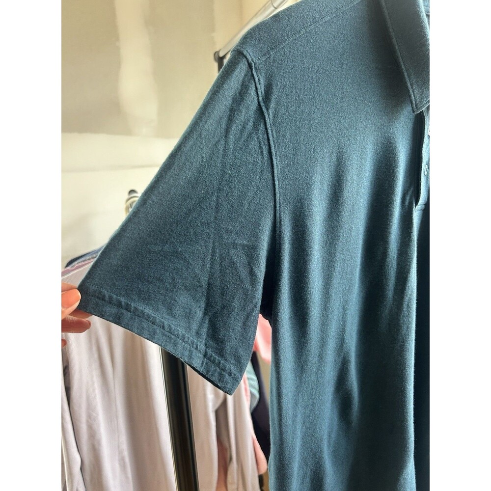 Smartwool Polo Shirt Mens M Twilight Blue Merino Wool Organic Cotton Short Sleev - Picture 4 of 12